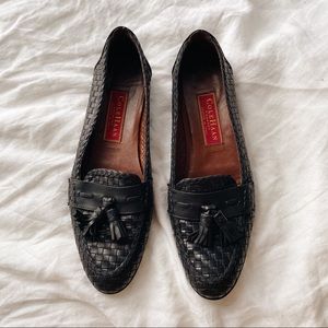 Vintage Cole Haan Woven Leather Loafers in Black